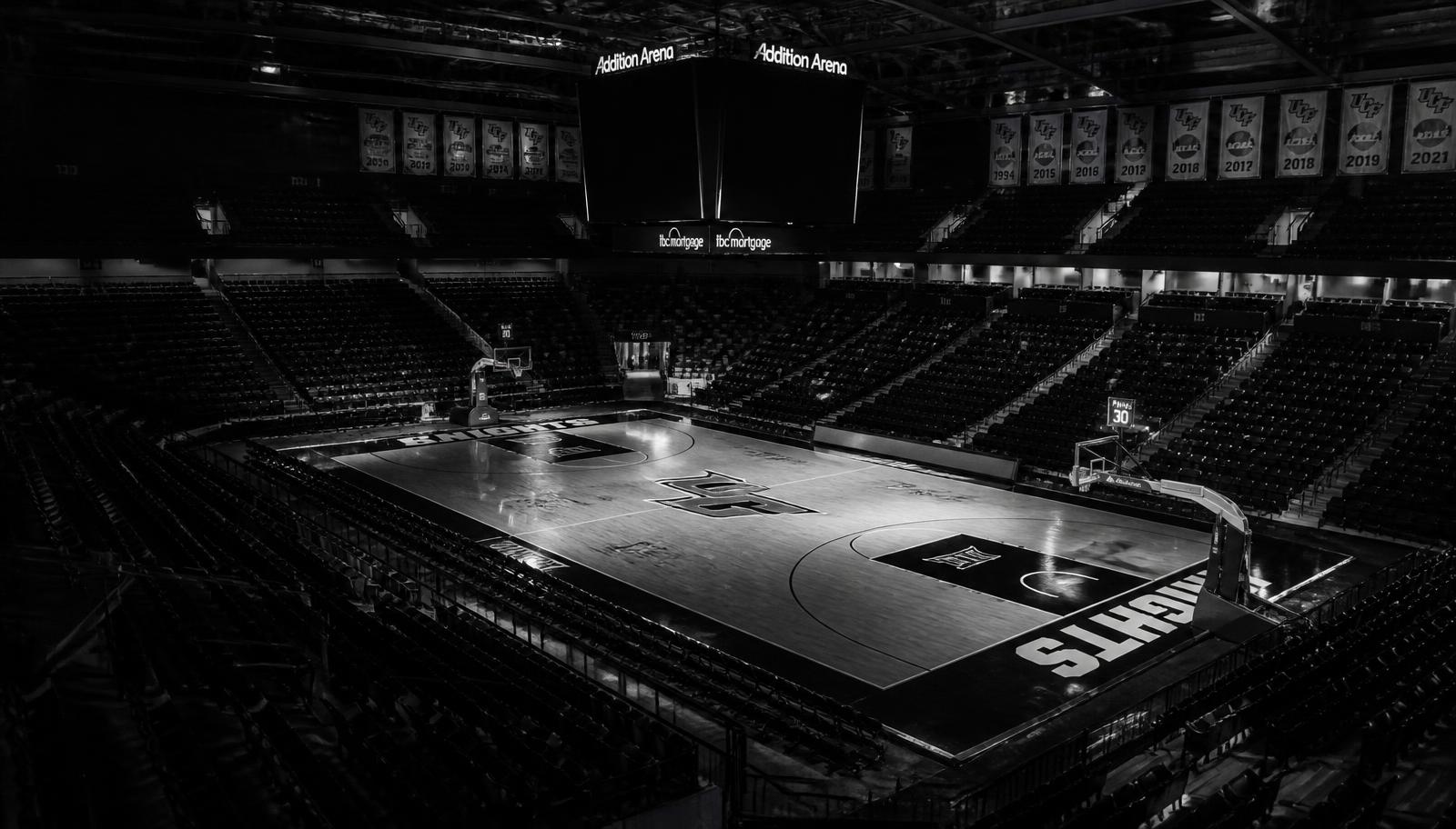 Empty college basketball arena